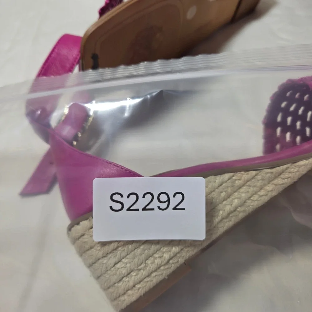 Vince Camuto Magenta Pink Woven Espadrille Wedge Sandals Womens 6.5M 37